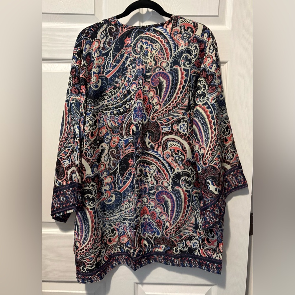 Women's Paisley Cape - Blue and Pink - Picture 3 of 3